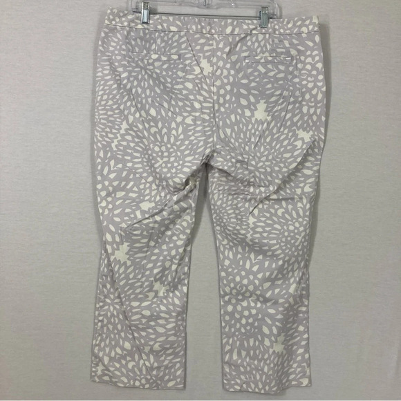 Boden Gray White Abstract Cotton Ankle Pants size 16 Long - Picture 8 of 9